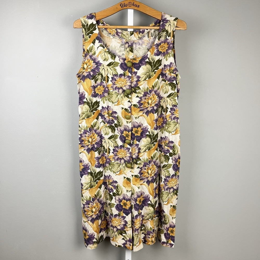 VTG Handmade Shorts Romper One-Piece Womens Medium? Purple Green Gold Floral